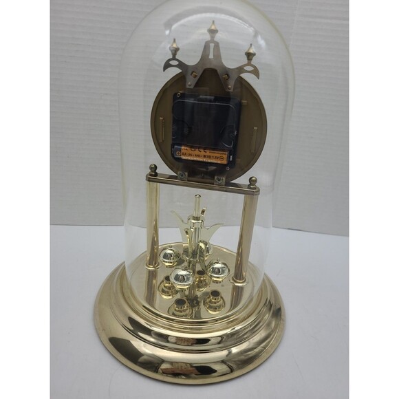 Elgin Moon Phase Desk Mantle Clock Quartz Glass Brass Dome 11" Parts - Picture 9 of 10